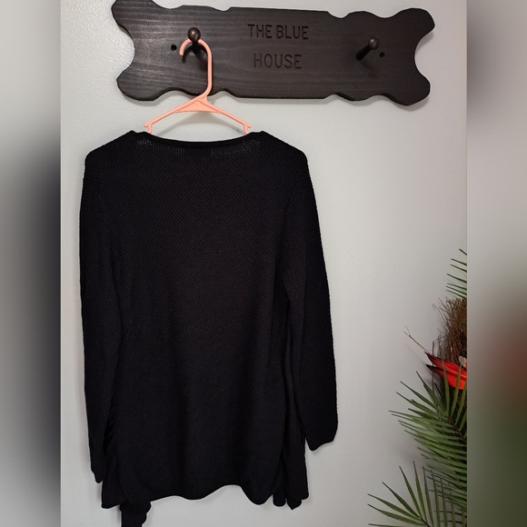 Joan Rivers Plush Faux Suede Waterfall Front Black Cardigan Size M - Picture 7 of 8